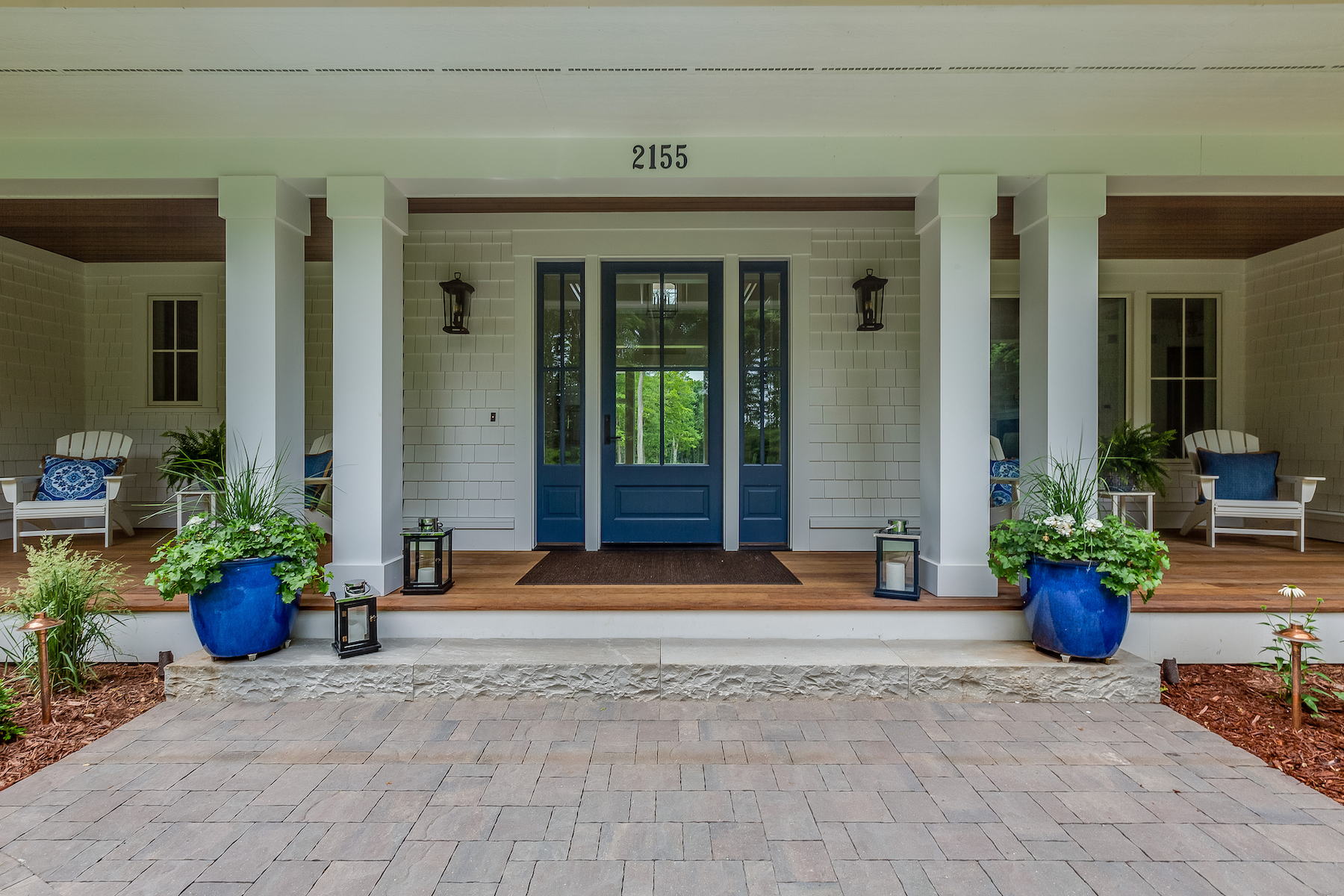 Elegant but modern front porch