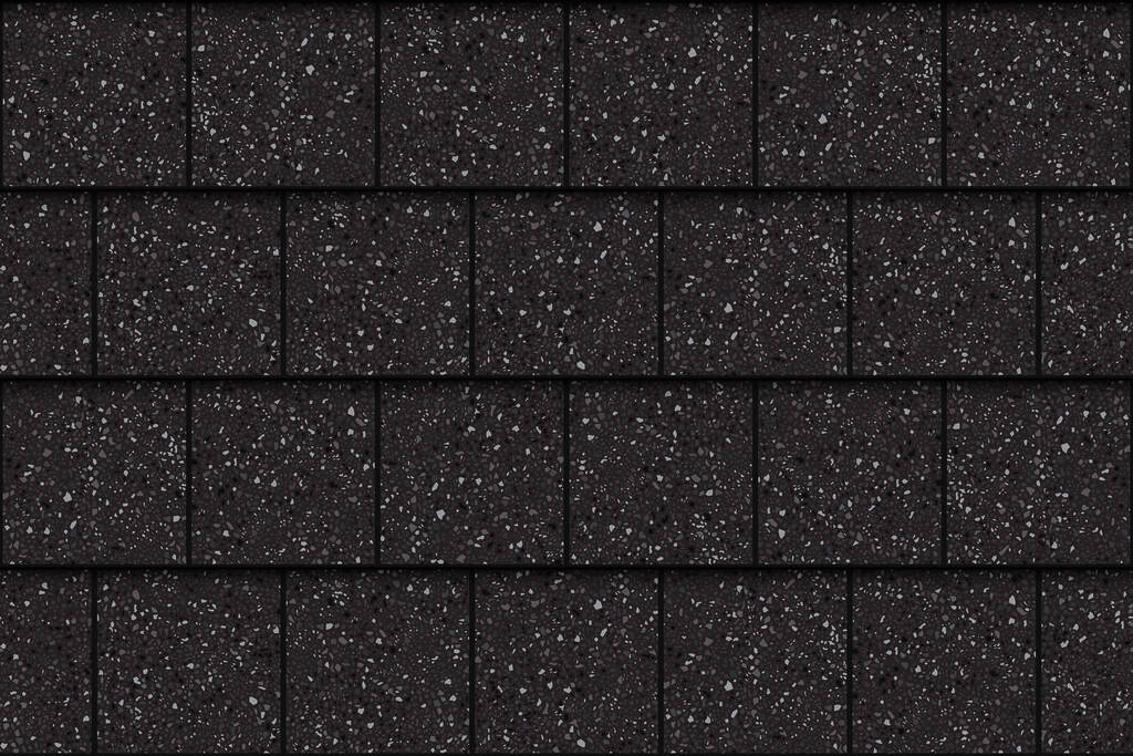 A close up of synthetic or composite shingles on a roof